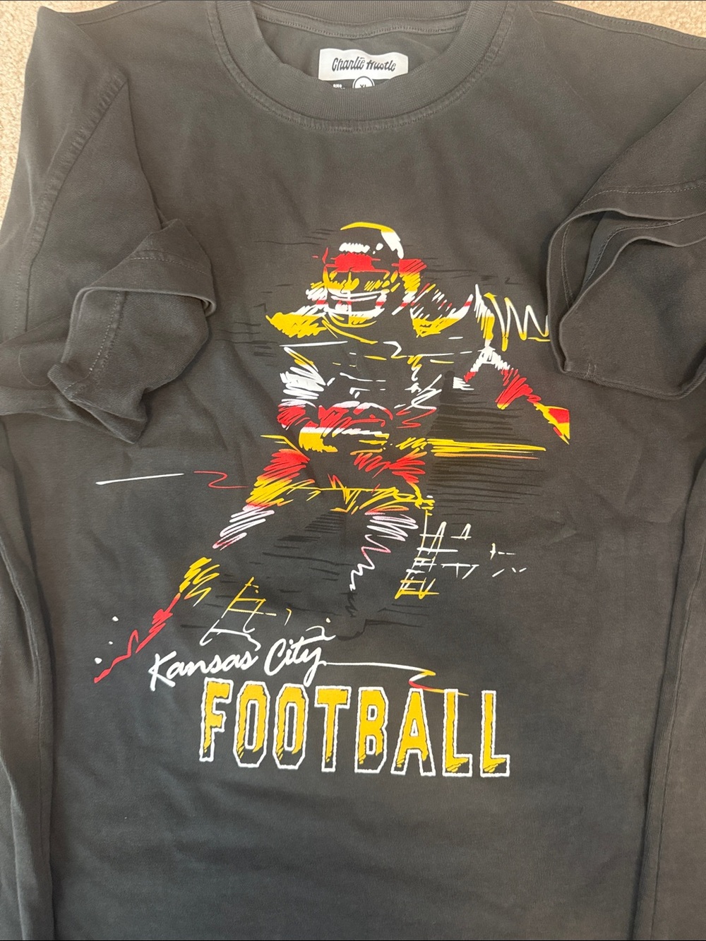 Charlie Hustle Kansas City Football Short Sleeve Tee - Black